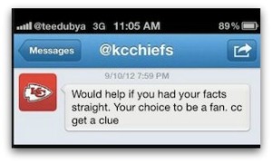 Kansas City Chiefs' direct message to Travis Wright